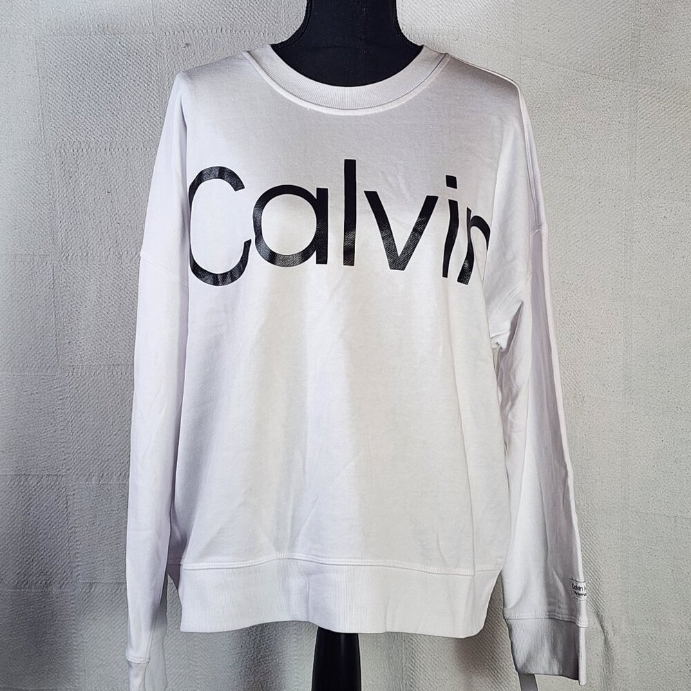 Calvin Klein Performance White Black Chest Logo Cotton Poly Activewear Top XXL